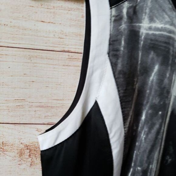 Helmut Lang Paneled Sheath Abstract Lined Round Neck Sleeveless Dress - Picture 8 of 13